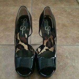 Jessica Simpson black peep toe pumps